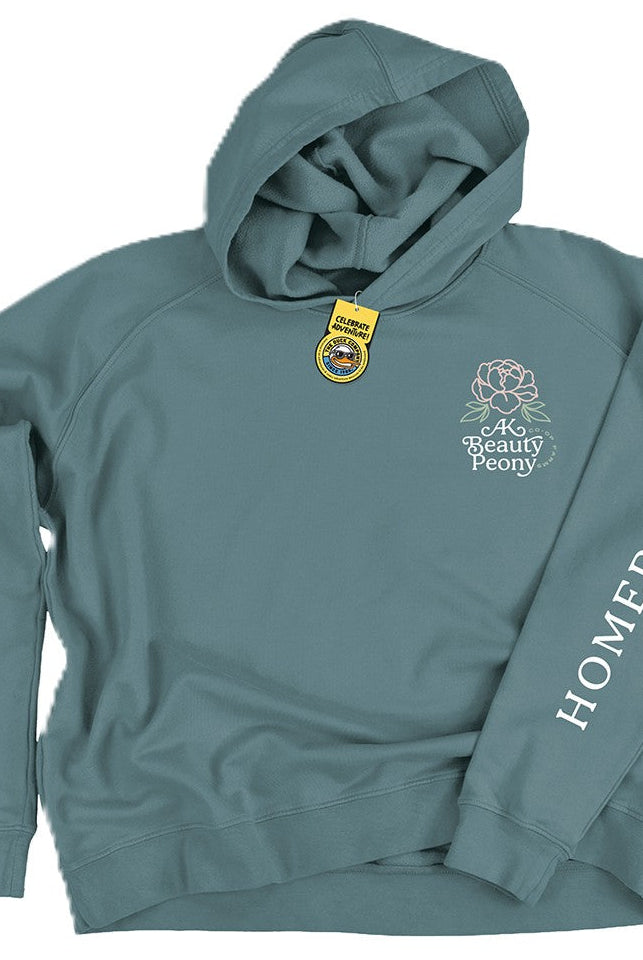 Pick Joy Women's Cropped Hooded Sweatshirt - Wholesale-Apparel-Alaska Beauty Peony Coop-Teal-S-Alaska Beauty Peony Coop
