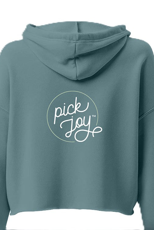Pick Joy Women's Cropped Hooded Sweatshirt - Wholesale-Apparel-Alaska Beauty Peony Coop-Teal-S-Alaska Beauty Peony Coop